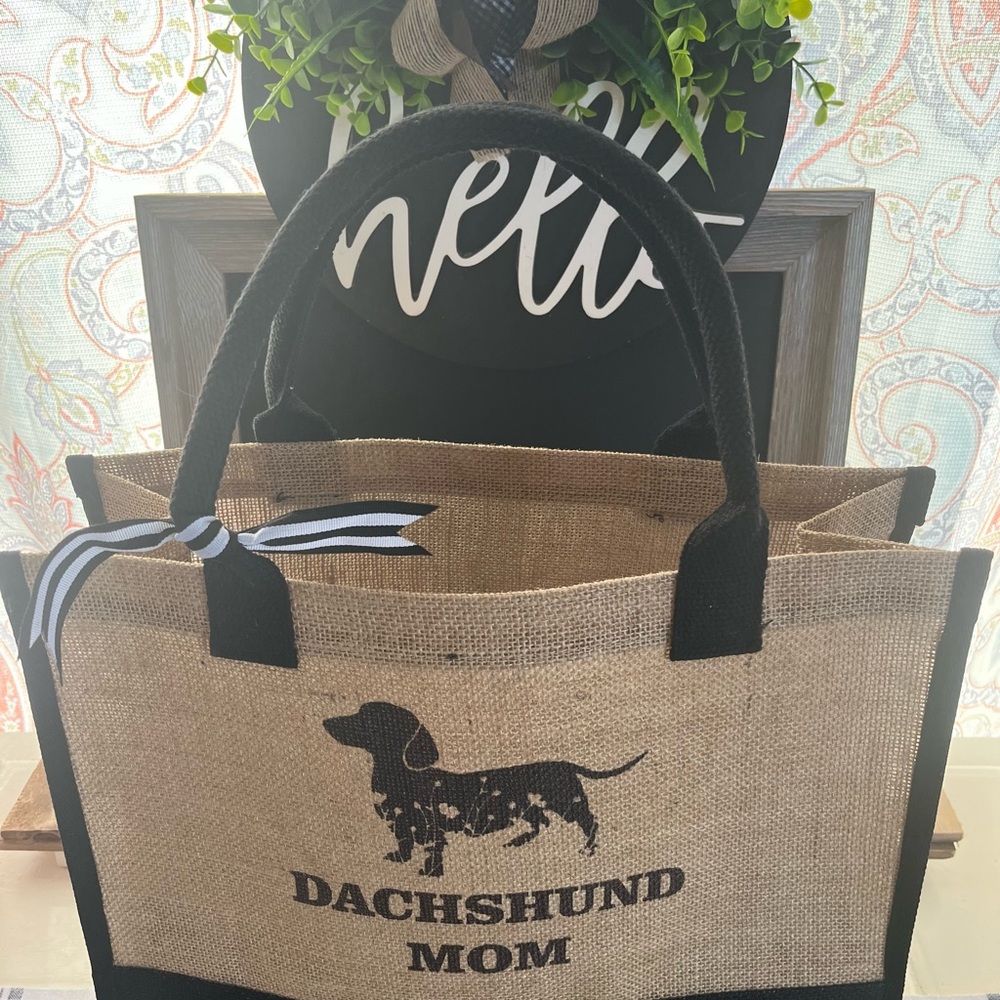 Dachshund Natural Jute Tote Bag